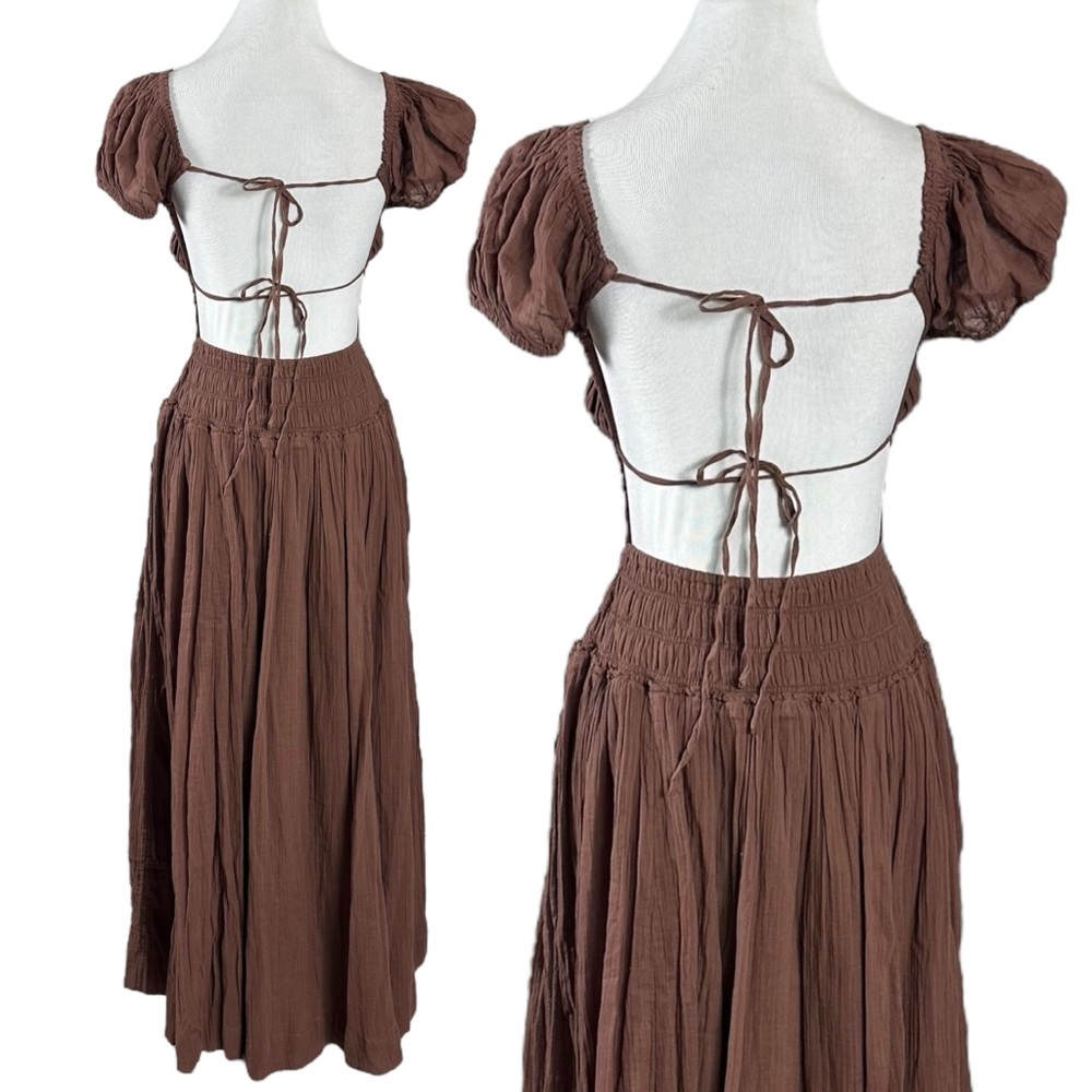 Free People Feeling Bonita Midi Maxi Dress in Brown Size XS Romantic Dainty - Picture 11 of 16
